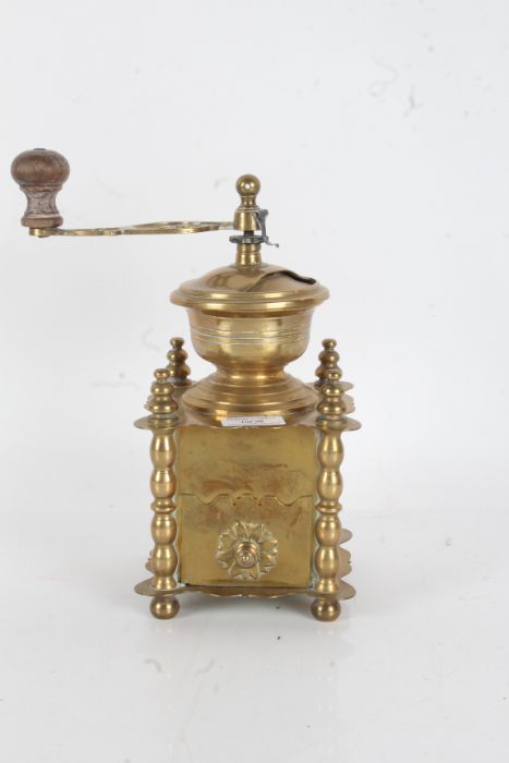 20th century brass coffee grinder, 29cm high