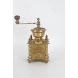 20th century brass coffee grinder, 29cm high