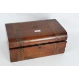 Victorian walnut inlaid writing box, the hinged lid enclosing some contents, 35cm wide