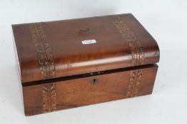 Victorian walnut inlaid writing box, the hinged lid enclosing some contents, 35cm wide