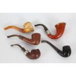 Collection of pipes to include Meerschaum example, AHE, K & P Peterson, etc (5)