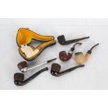 Collection of pipes to include a Meerschaum example, cased example modeled as a bearded gentleman