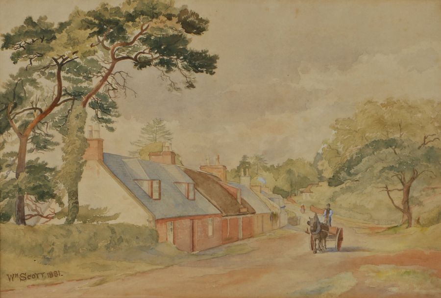 William Scott (British 19th Century), Village lane, signed WM Scott and dated 1881, housed in a