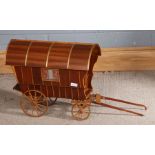 20th century wooden wagon opening to reveal a lift out tray and compartment below, 74cm wide 40cm