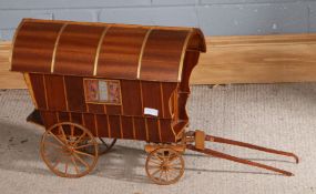 20th century wooden wagon opening to reveal a lift out tray and compartment below, 74cm wide 40cm