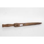 19th century treen strickle, 51cm long (these were hung from the waist and smeared with grease and