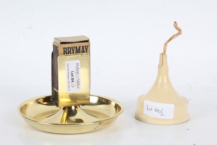 Brass counter top match box holder, and a bakelite "Etna" spill maker (2)