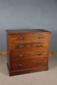 19th century mahogany chest of two short three long drawers, the rectangular top with a carved