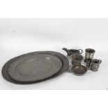 Collection of 18th and 19th century pewter, to include four meat plates, one engraved GIV below a