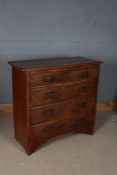 Late Victorian satinwood chest of drawers, fitted two short over three long drawers, with Art