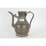 Chinese pewter coffee pot of bulbous form with a dragon connecting the spout to the body, with