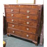 George III mahogany chest of drawers, the rectangular top above two short and three long drawers,