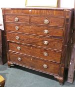 George III mahogany chest of drawers, the rectangular top above two short and three long drawers,