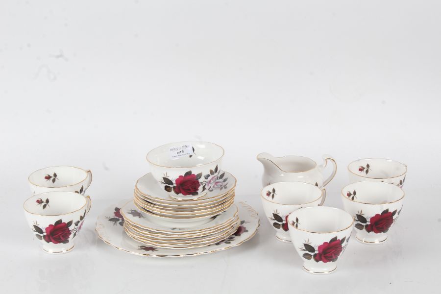 Colclough Tea set depicting roses, consisting of six cups and saucers, milk jug, bowl, plates (Qty)