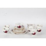 Colclough Tea set depicting roses, consisting of six cups and saucers, milk jug, bowl, plates (Qty)
