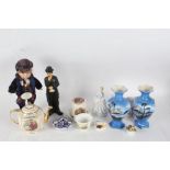 Collection of ceramics to include two blue vases, Royal Albert autumn cup and saucer, Charlie