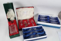 Collection of glass ware, to include Thomas Webb decanter in original box, set of six sherry glasses