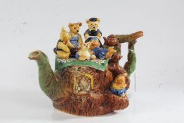 Cardew limited edition teapot of bears having a picnic on a naturalistic body