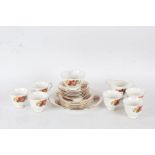 Gainsborough set set of floral decoration on a white ground, consisting of six cups and saucers,