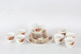 Gainsborough set set of floral decoration on a white ground, consisting of six cups and saucers,