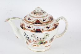 Maling oversized tea pot decorated with a chinoiserie design on a white ground, 27cm high 38cm wide