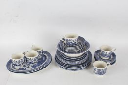 collection of Johnson Bros old willow pattern part tea service to include plates cups saucers