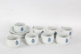 20th century Bauscher Weiden cups and saucers with a white ground and a blue motif (11)