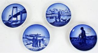 Four miniature Royal Copenhagen Fajance dishes, each 8cm diameter (4)
