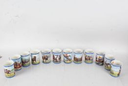 Set of Twelve Danbury Mint equestrian racing legends mugs by Graham Isom (12)