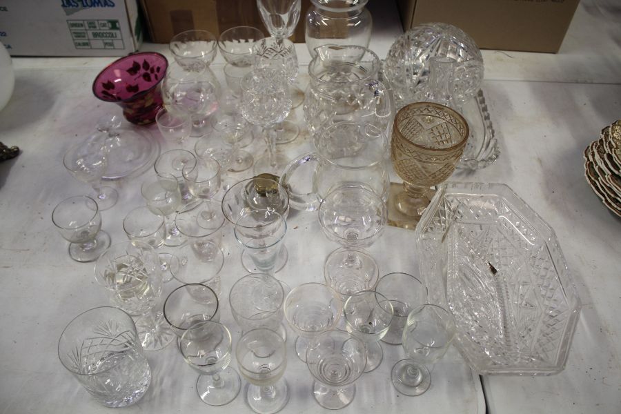 Collection of 19th century and later glass, to include a jar and cover, champagne saucers, wine - Image 2 of 2