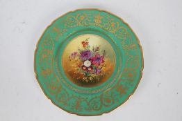 E. Wood for Royal Doulton, hand painted porcelain cabinet plate, centered with colourful flowers