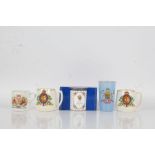 Four coronation mugs together with a coronation glass (5)