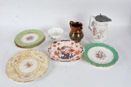 Collection of 19th century porcelain cabinet plates, to include Coalport hand painted example with