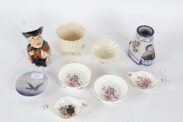 Mixed collection of 20th century ceramics to include royal crown derby, toby jug, belleek etc (9)