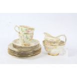 Quantity of Grosvenor china tea ware, decorated with colourful flowers, comprising two cups, four
