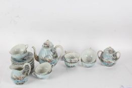 Japanese porcelain coffee set, decorated with birds and flowers (qty)