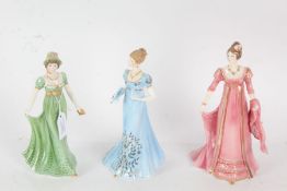 Set of three Royal Worcester figurines 'Elizabeth Bennett, Lydia Bennett, and Jane Bennett', limited