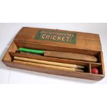 Early 20th Century childs cricket set, the box labelled "The Presentation Set of Cricket",