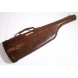 Early 20th Century brown leather leg of mutton gun case, 79cm long