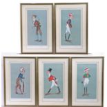 S. Toner, five limited edition sporting prints depicting a gentleman with monocle dressed for