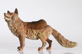 Cold painted bronze pen wipe  modelled as a fox, with bristles to the back, marked "GESCHUTZT" to