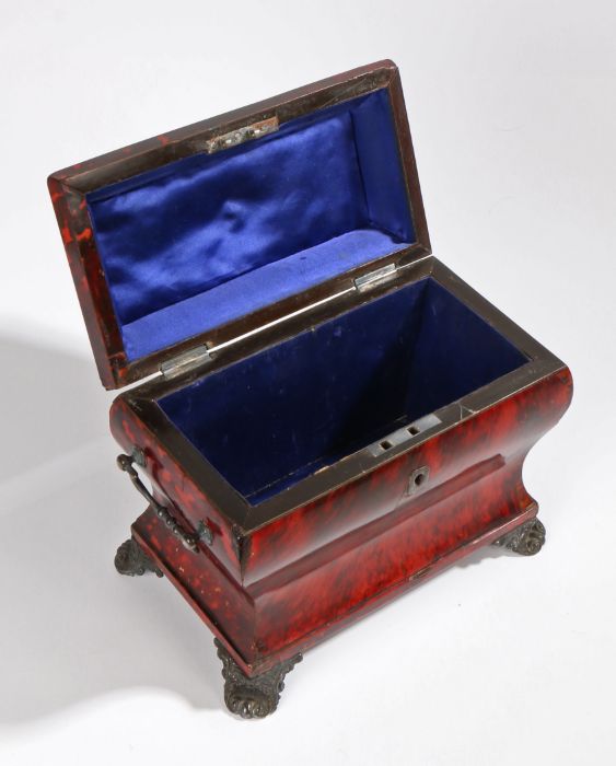 William IV silver mounted red tortoiseshell casket, London 1832, maker Edward Farrell, the lid - Image 3 of 3