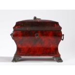 William IV silver mounted red tortoiseshell casket, London 1832, maker Edward Farrell, the lid