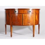 George III style mahogany bowfronted sideboard, the bow top with boxwood inlay above a drawer