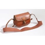 Payne Galwey brown leather cartridge bag, with capacity for 50 cartridges, with canvas carrying