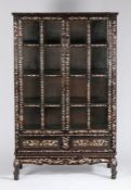 Chinese 19th Century ebony and mother of pearl cabinet, Qing Dynasty, the rectangular top above