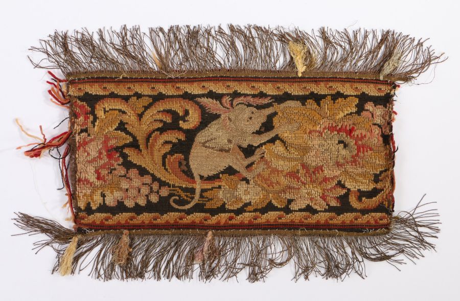 Five 18th Century fabric fragments, to include a cut velvet panel with stylised foliate roundel - Image 3 of 5