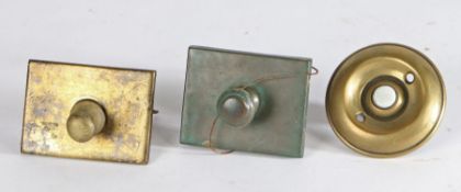 Two Georgian front door brass bell pulls, circa 1820 and a large brass and ceramic front door