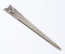 Elizabeth II silver paper knife, Birmingham 1972, maker J.B. Chatterley & Sons Ltd. the terminal