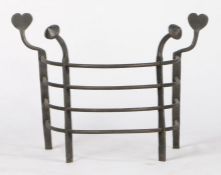 17th Century style fire guard, the arched frame with hearts to the rare and pointed finials to the